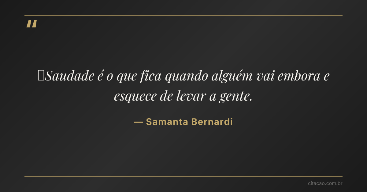 Citação de Samanta Bernardi