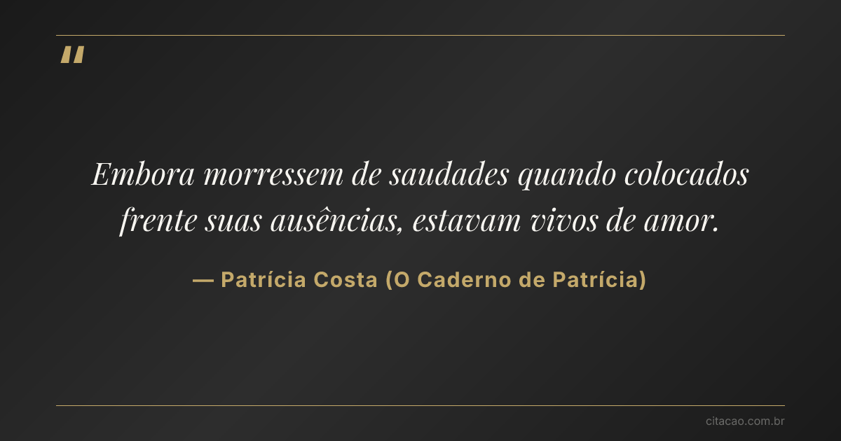 Citação de Patrícia Costa (O Caderno de Patrícia)